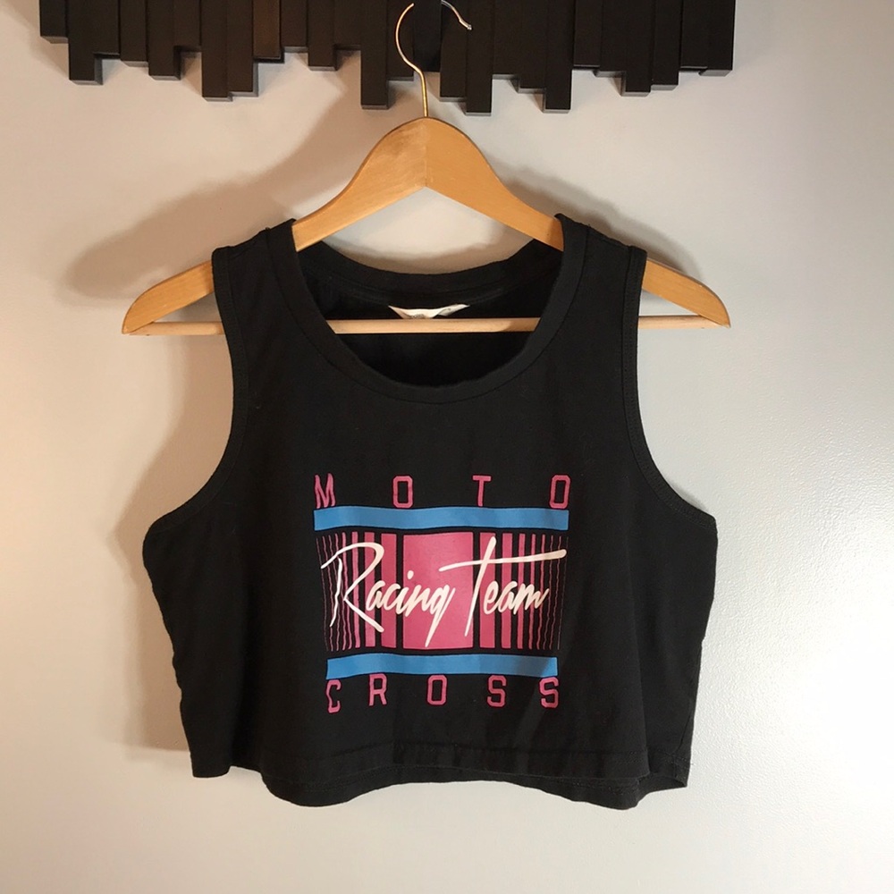 Bluenotes Moto Cross Cropped Tank Top Size Large